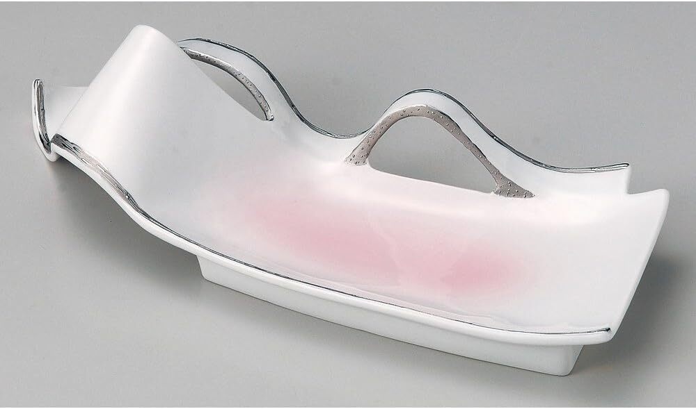 KT美濃焼! ☆プラチナ波形付出皿☆ ミ126-018 新品 皿 プレート 長皿 ボウル 鉢 盛鉢 向付 拍卖