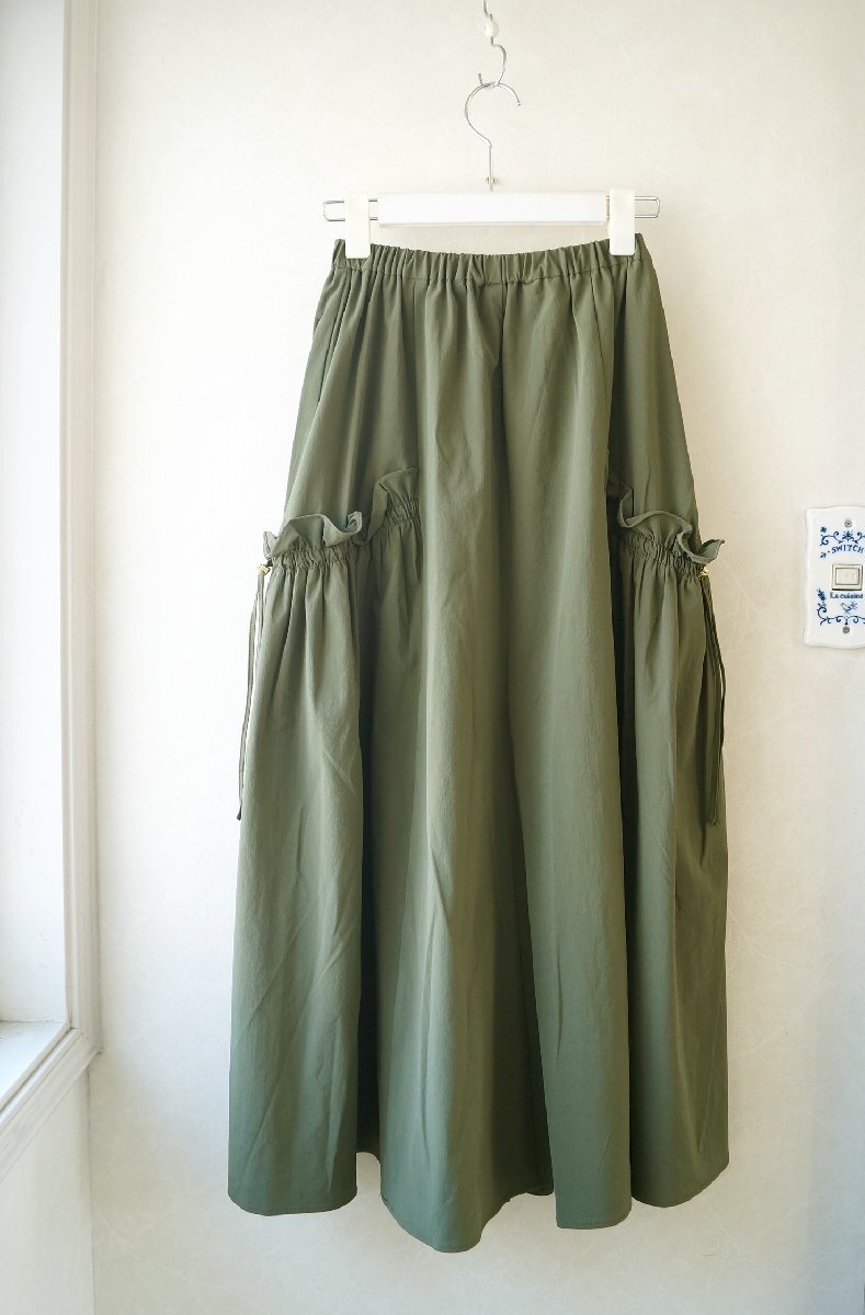 ★ NICOLE / ニコル* サイドギャザー ウエストゴムスカート グリーン 38 ストレッチ* 古着のgplus広島 2503t4拍卖