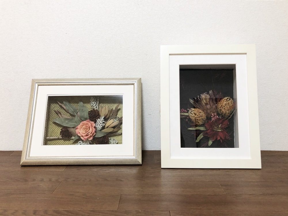 【新品】ドライフラワーアレンジ2個セット A4 銀 P-CAN 花と緑の研究所 Lecrin Flower ケース入り 額装壁アート・インテリアオブジェ拍卖