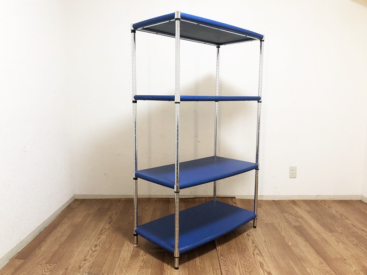 メタルシェルフ業務用4段 収納ラック可動式棚 ボードラック 飾り棚ウッドシェルフ 脚部アジャスター付き キッチン/オフィス収納拍卖