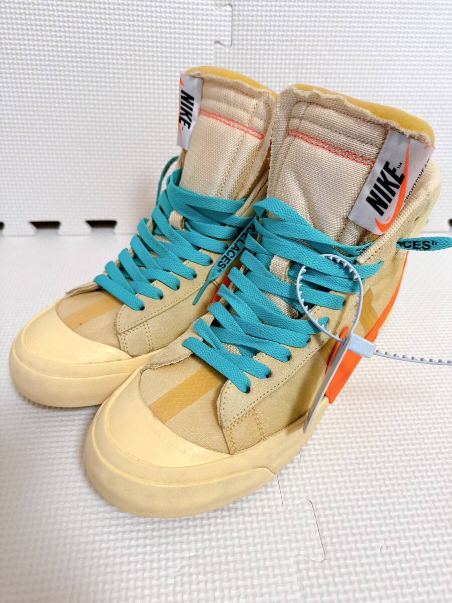 ★ナイキ NIKE × オフホワイト スニーカー THE 10 BLAZER MID AA3832-700 ハロウィン前夜 ベージュ オレンジ系 US9.5 27.5cm拍卖