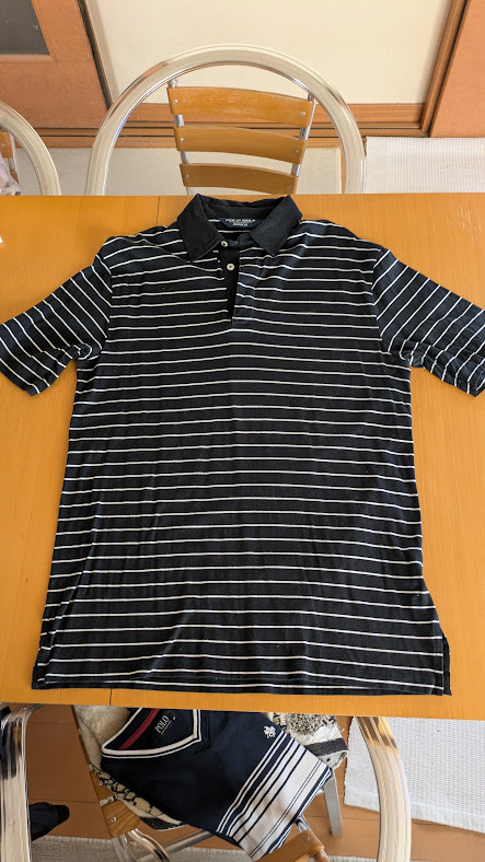 POLO GOLF(RALPH LAUREN) 半袖衿付きボーダーシャツ黒x白 M拍卖