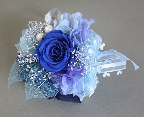 プリザーブドフラワー*一輪のコサージュ(インディゴブルー)拍卖