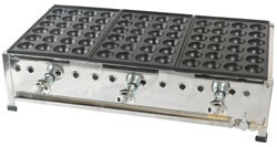 ★新品 たこ焼き 屋台 鉄板ガス業務用 たこ焼き器 ジャンボ 47㎜ 24穴 3連 3口 3丁 店舗 243SH フチ高 イトキン拍卖