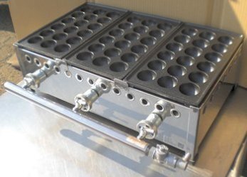 ★新品 たこ焼き 店舗 屋台 業務用たこ焼き器 ガス 鉄板 ジャンボ 47㎜ 18穴 3連 3口 3丁 183SH フチ高 イトキン拍卖