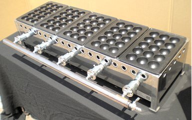 ★新品 たこ焼き 屋台 店舗 鉄板ガス業務用 たこ焼き器 38㎜ 15穴 5連 5口 5丁 155S●メーカー直送拍卖