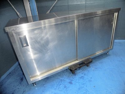 585 作業台 調理台 幅1500x600 引戸キャビネット 引戸付ステンレス台 店舗 中古 和歌山拍卖