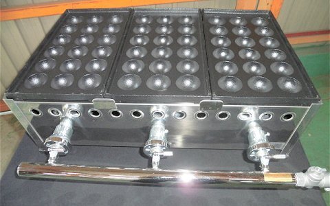 ★新品 たこ焼き 店舗 屋台 業務用ジャンボたこ焼き器 47㎜18穴 3連 3口 3丁 183SH フチ高 イトキン拍卖