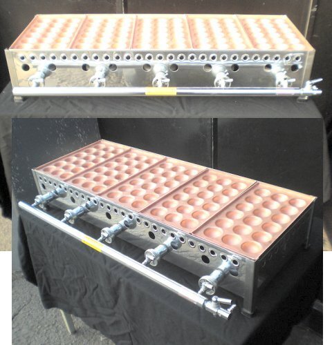 ★新品 銅板たこ焼き 屋台 店舗 ☆銅板 業務用たこ焼き器 ジャンボ 18穴 5連 5口 5丁 厨房拍卖