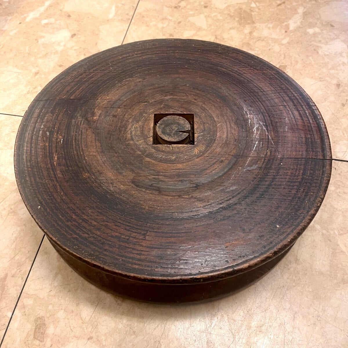 ☆ 古民藝 明治時代 滑車 飾り台 箱無し 民芸 木製 花台拍卖