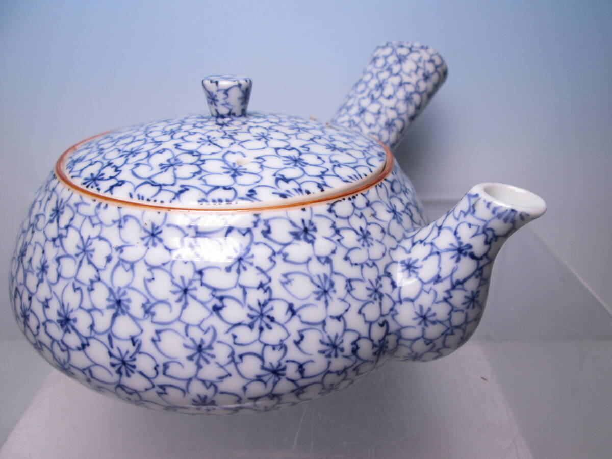 ☆お料理屋さんの器 清水焼 正峰作 染付 桜詰文 急須 箱無 懐石/割烹/日本料理拍卖