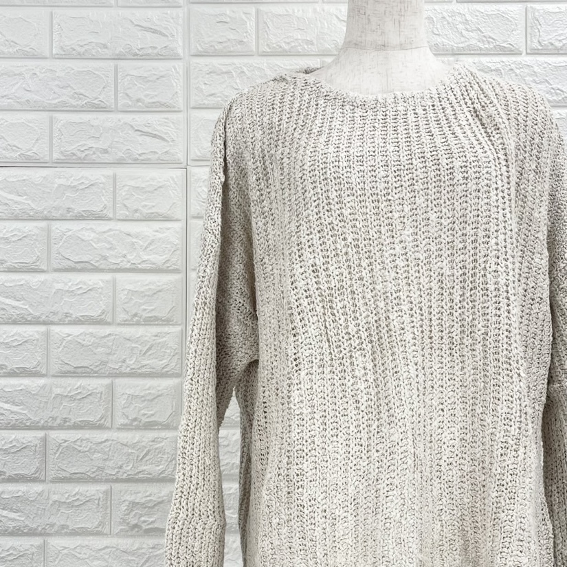 【A3374】Green Label Relaxing グリーンレーベルリラクシング ニットセーター レディース 長袖 ベージュ系 きなり 秋冬 M~Lサイズ拍卖