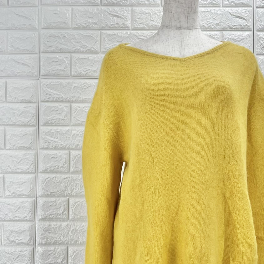【A3441】Plage プラージュ ニット プルオーバー レディース イエロー 長袖 シンプル ナチュラル 大人カジュアル 秋冬 Lサイズ拍卖