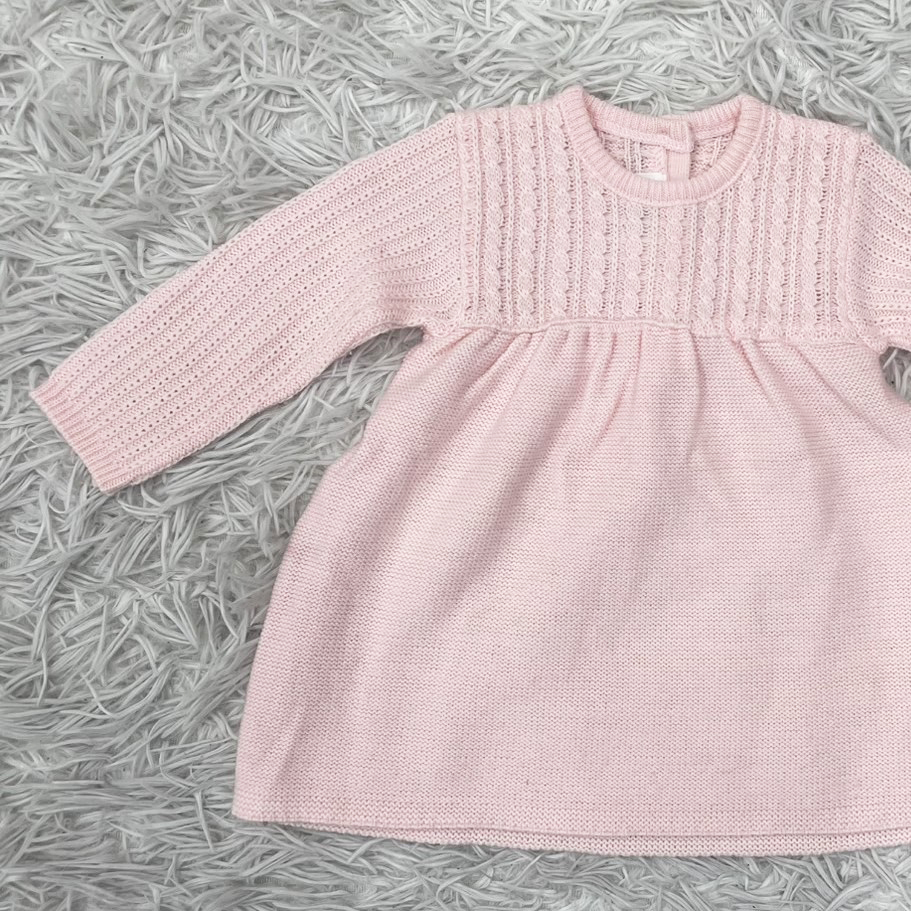 【A3379】familiar ファミリア ワンピース 子供服 ベビー服 長袖 ピンク くまロゴ かわいい キュート 女の子用 防寒 秋冬 75㎝拍卖