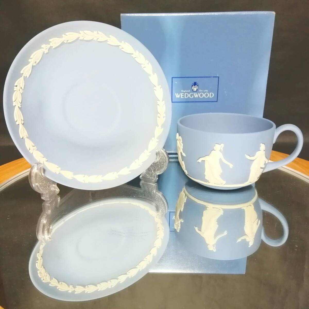 新品未使用◇自宅保管 ウェッジウッド ジャスパー ブルー カップ&ソーサー ダンシングアワー 6人の踊り子 WEDGWOOD JASPER拍卖