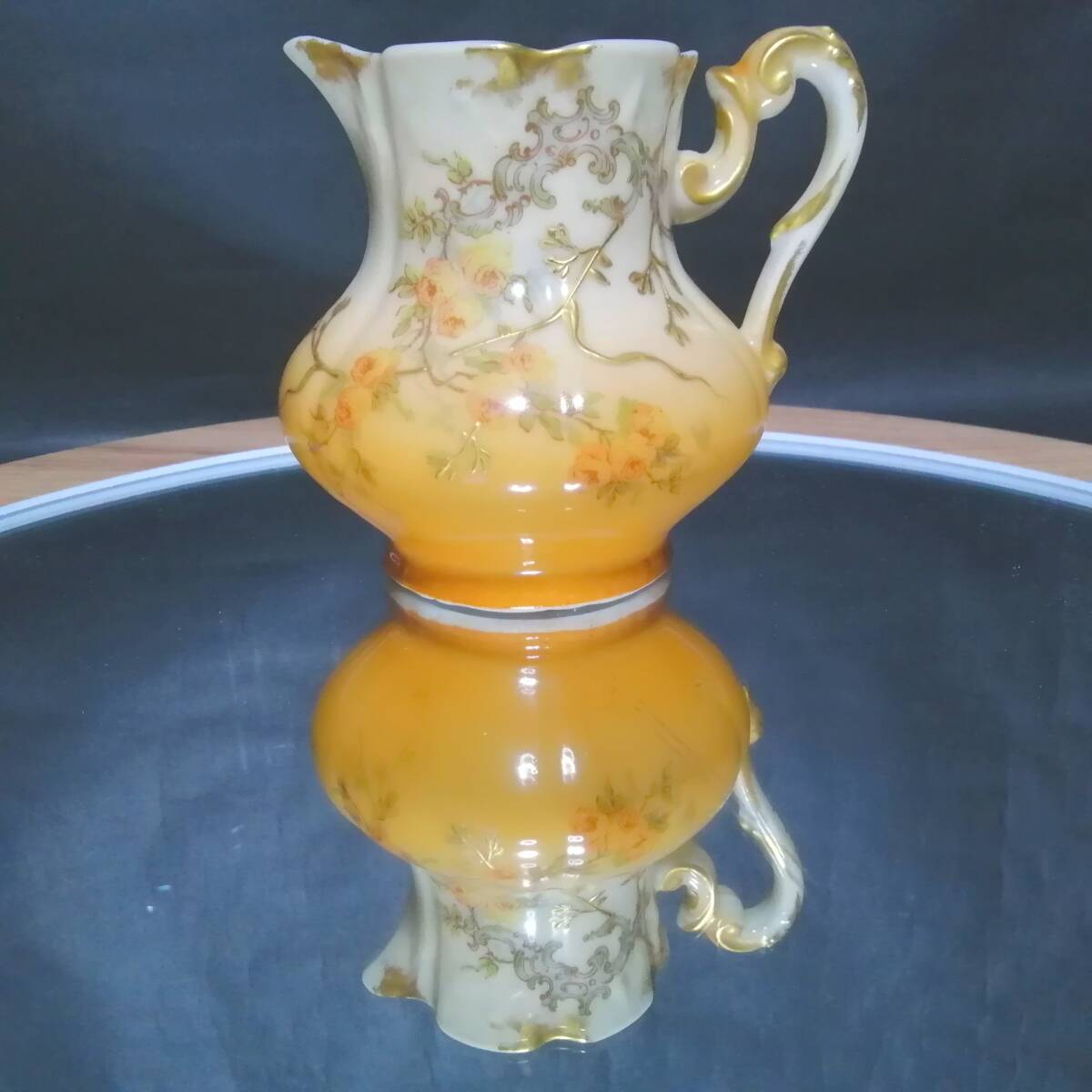 リモージュ ベルナルド◇自宅保管 クリーマー 推定1890-1910頃 薔薇 金彩 草木 金盛 BERNARDAUD Limoges拍卖