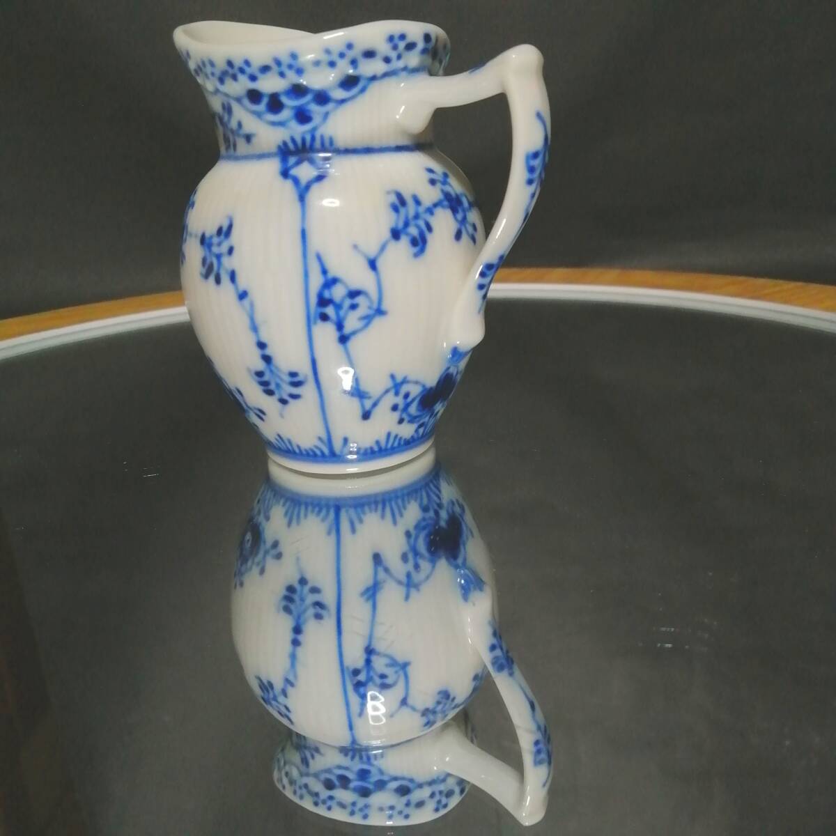 DENMARK印有 新品未使用◇自宅保管 ロイヤルコペンハーゲン ブルーフルーテッド ハーフレース クリーマー ROYAL COPENHAGEN拍卖