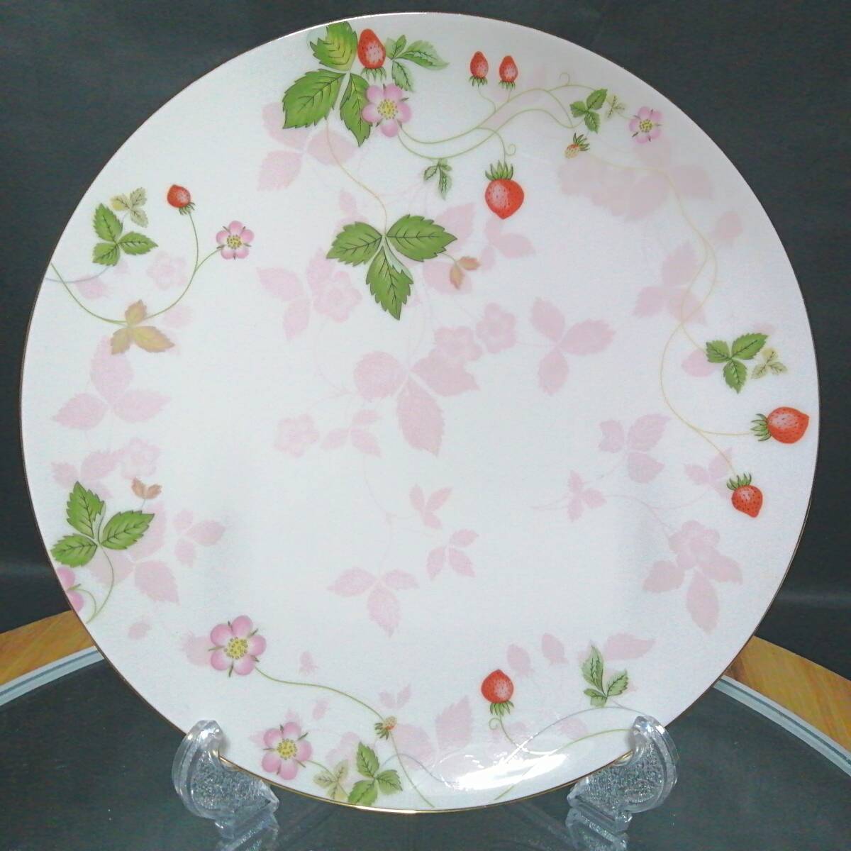 21CM 美品◇自宅保管 ウェッジウッド ワイルドストロベリー ピンク プレート フルリム拍卖