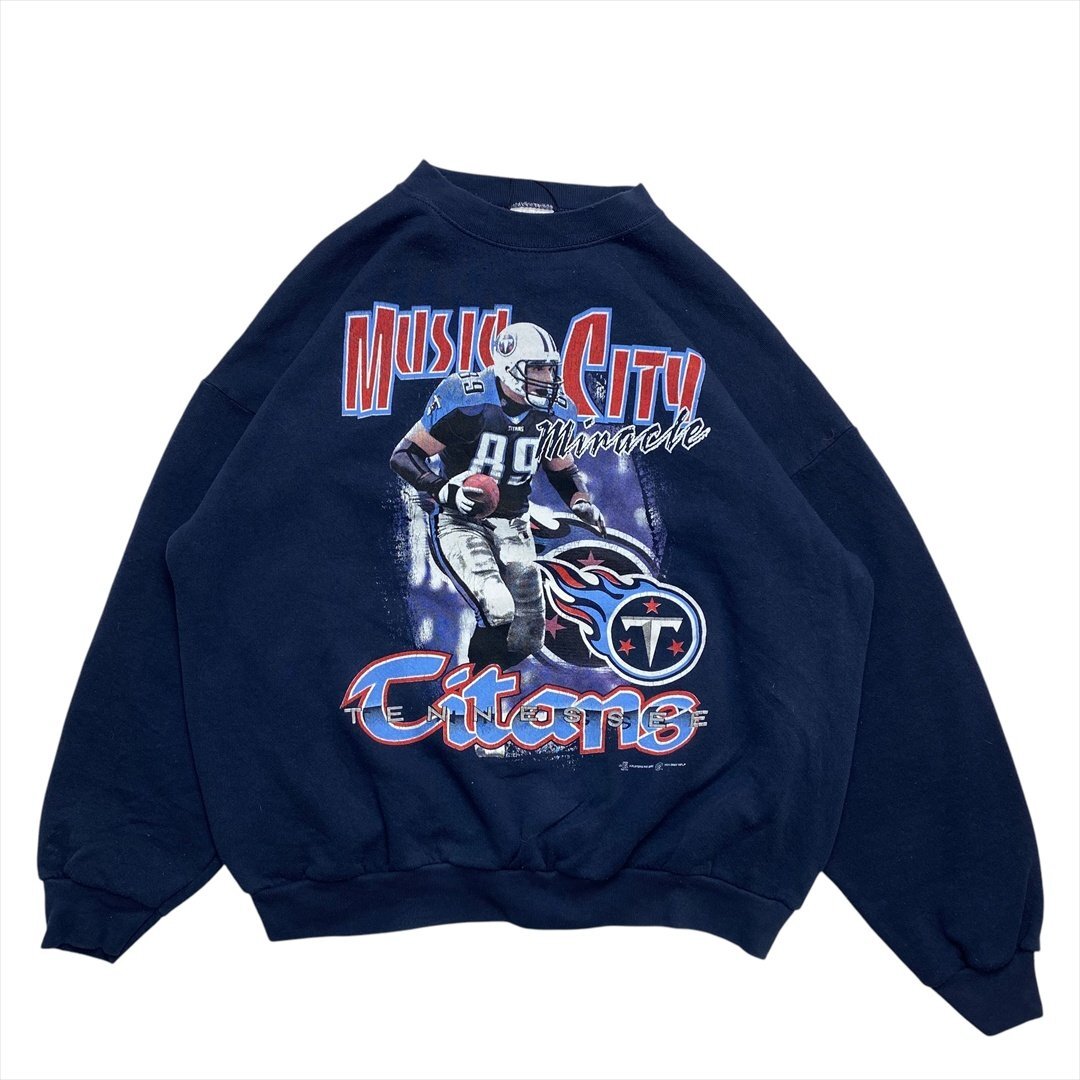 00s Vintage TULTEX タルテックス NFL テネシー タイタンズ スウェット トレーナー ネイビー 古着 メンズ XL スエット ヴィンテージ拍卖