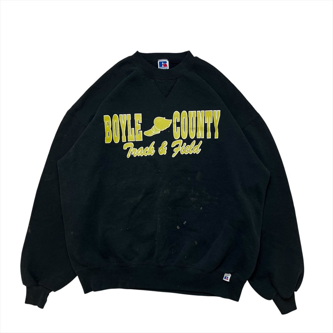 90s Vintage RUSSELL ラッセル BOYLE COUNTY スウェット トレーナー ブラック 古着 メンズ XL スエット USA製 ヴィンテージ ビンテージ拍卖