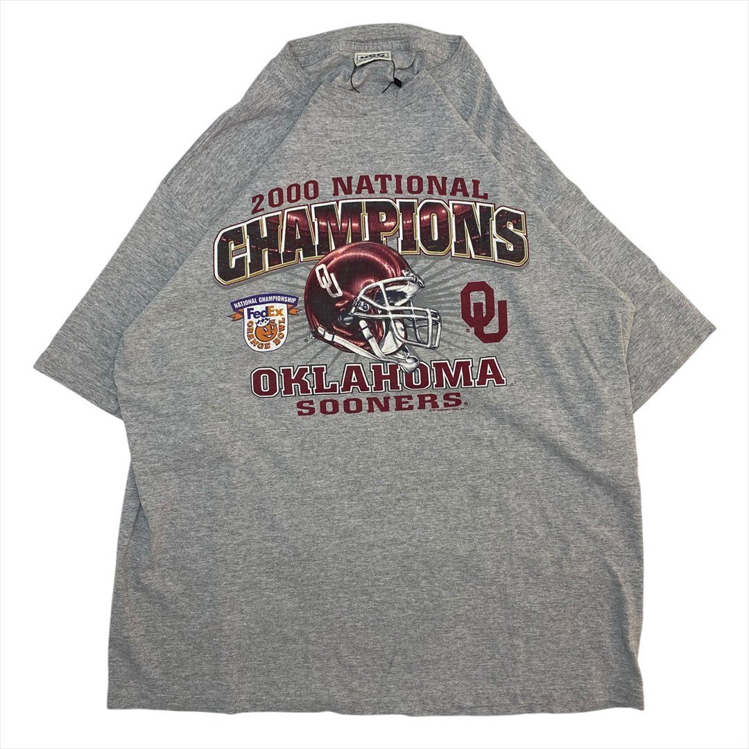 00s Vintage リー NCAA Oklahoma Sooners カレッジ Tシャツ 半袖 グレー Lee 古着 メンズ FREE アメフト ヴィンテージ ビンテージ拍卖
