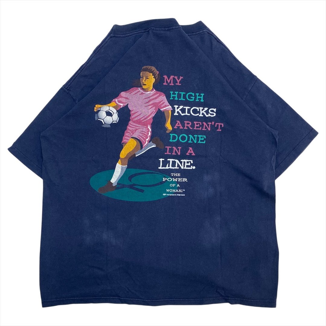 Coed Sportswear THE POWAER OF A WOMAN Tシャツ 半袖 ネイビー 古着 メンズ XL USA製 サッカー Vintage ヴィンテージ ビンテージ拍卖