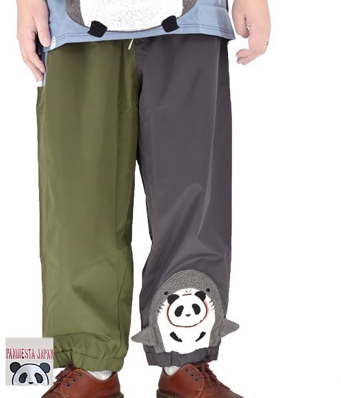 サメパンダバルーンパンツ◆PANDIESTA JAPAN チャコールLサイズ 585751 パンディエスタジャパン シャーク ゆったりめ ユニセックス拍卖