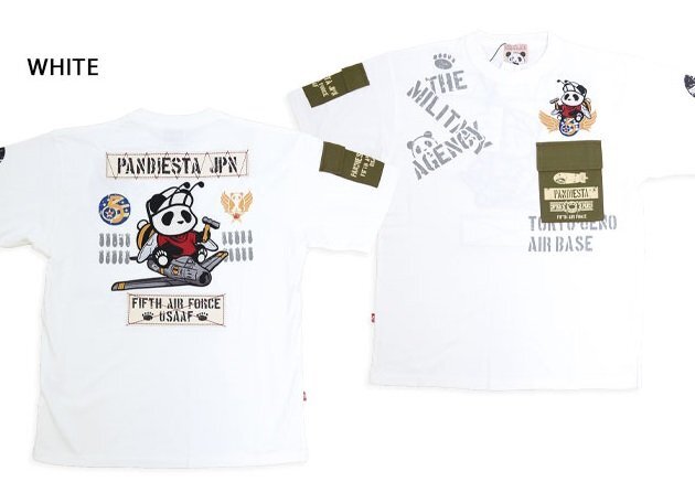 5TH AIR FORCEツイル切替半袖Tシャツ◆PANDIESTA JAPAN ホワイトXLサイズ 585850 パンディエスタジャパン パンダ ミリタリー 刺繍拍卖