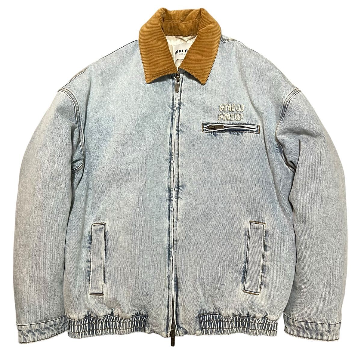 MIU MIU 2024FW Velvet Corduroy Collar Denim Jacket GWB221 ミュウミュウ ベルベットコーデュロイ デニムジャケット拍卖
