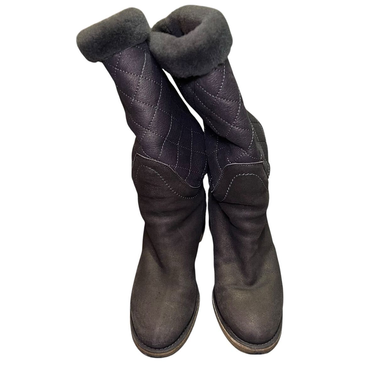 CHANEL シャネル ココマーク キルティングファー レザー ロングブーツ 拍卖