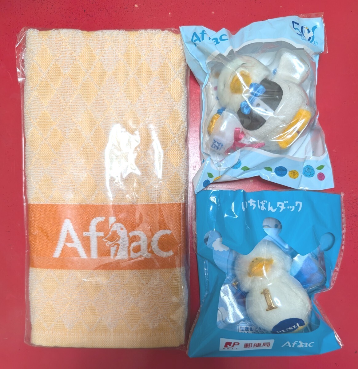 ★Aflac アフラック★アヒルぬいぐるみ&タオルset★非売品 ノベルティ★拍卖