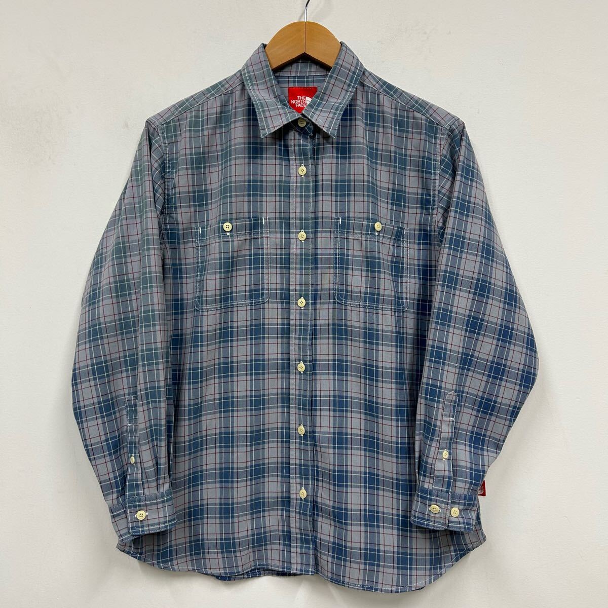 THE NORTH FACE ノースフェイス 長袖シャツ チェック柄 青系 レディース サイズL シャツ a963拍卖