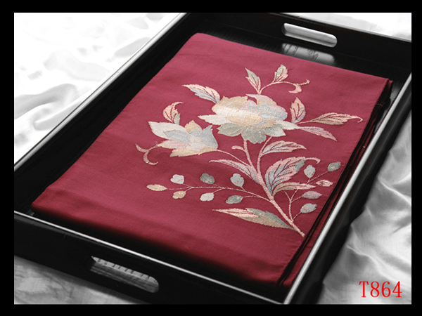 蔵【T864】西陣美品 更紗紋 濃紅色地 気品豊かに 正絹純金糸高級美術名古屋帯 ◇検◇簪着物袋帯和装小物帯締め拍卖