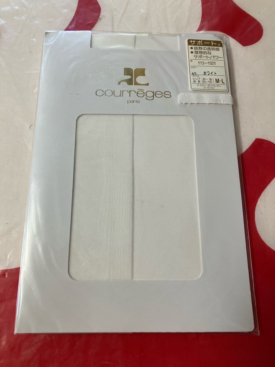 courreges paris 抜群の透明感 サポートパワー ホワイト パンティストッキング クレージュ パンスト panty stocking 白 M-L ナイガイ拍卖