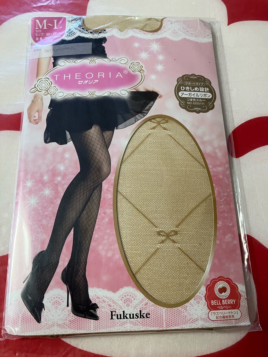 fukuske theoria ひきしめ設計 アーガイルリボン ビューティベージュ サポート パンティストッキング パンスト 柄 デザイン panty stocking拍卖