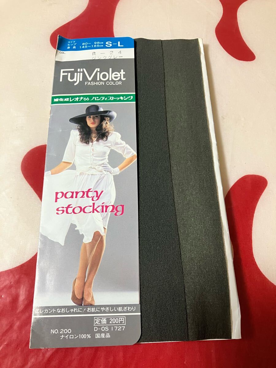 袋なし fuji violet fashion color panty stocking ジンクグレー パンティストッキング パンスト 昭和 レトロ拍卖