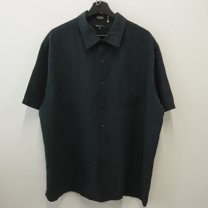 B354 2000年代製 BRANDINI 半袖シャツ■00s 表記2XLサイズ ブラック レーヨン アメカジ 古着 古着卸 オールド 激安 希少 検 90s 70s 80s拍卖