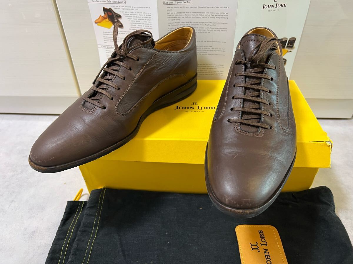 【至高】JOHN LOBB Winner Moka Sport UK9 27.5cm ジョンロブ ウィナー レザー シューズ ブラウン スニーカー ビジネス カジュアル 本革拍卖