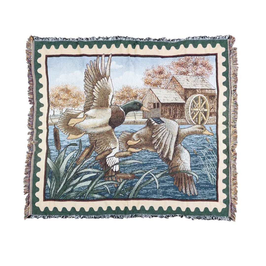 vintageラグ カーペット カモ 水車 ガマ 小屋 1037拍卖