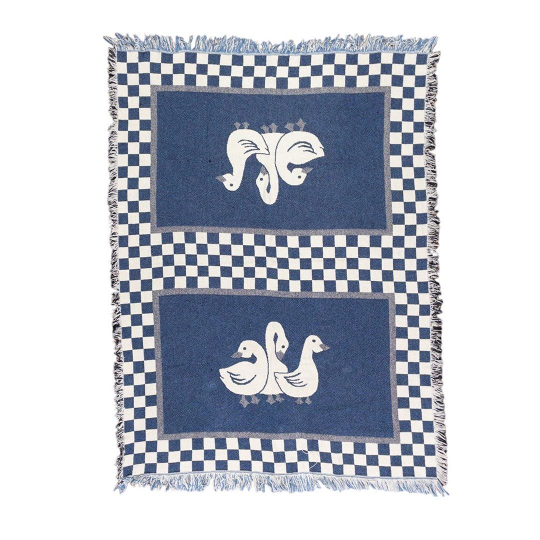 vintageラグ カーペット アヒル アニマル チェック 1040拍卖