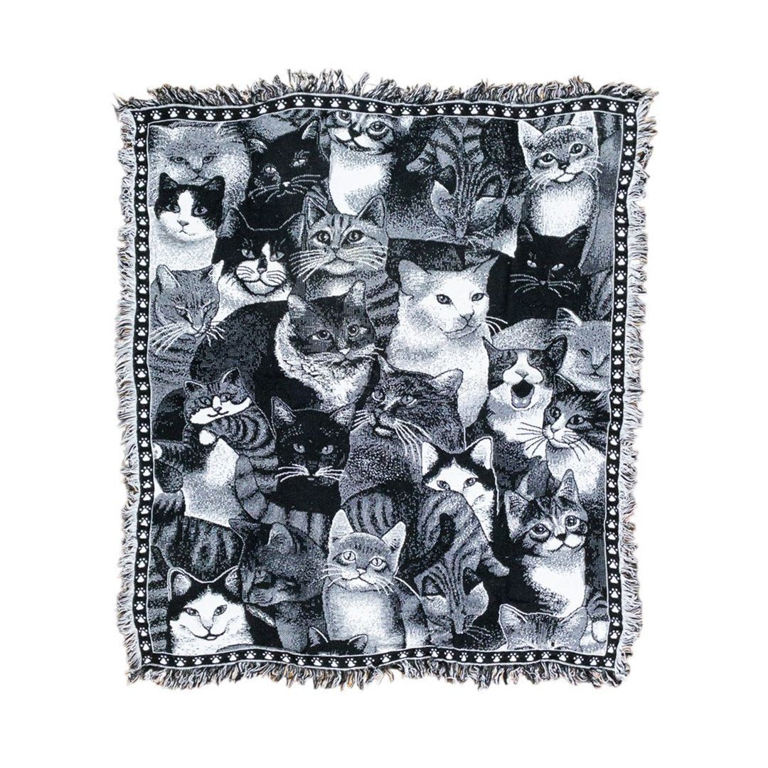 vintageラグ カーペット モノクロ キャット 1048拍卖