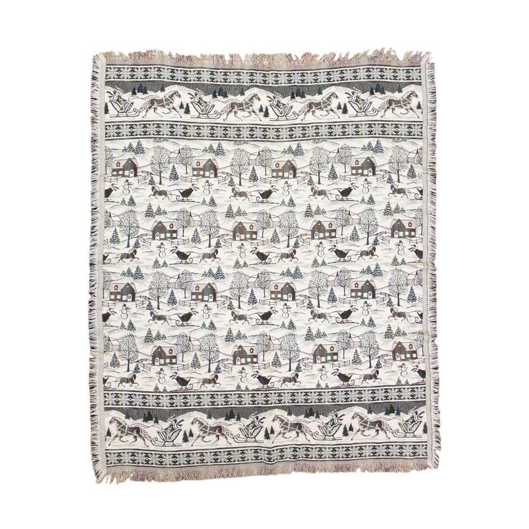 vintageラグ カーペット USA製 スノー ビレッジ 総柄 1173拍卖