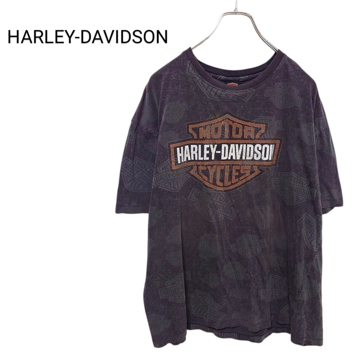 【HARLEY-DAVIDSON】両面デザイン 総柄Tシャツ A-3287拍卖