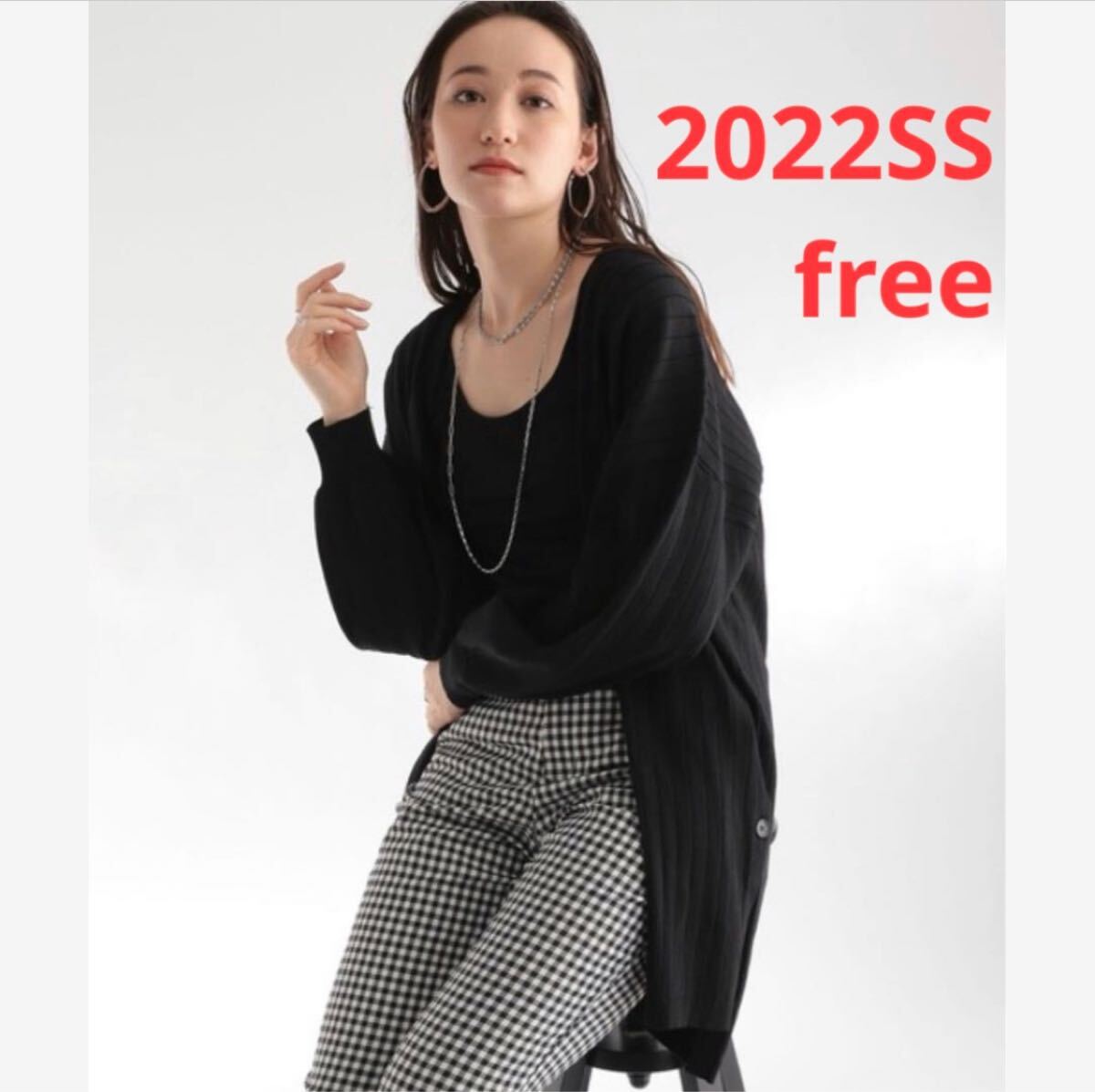 未使用*BARNYARDSTORM サイドスリットニットロングカーデ 上品 黒 ブラック拍卖