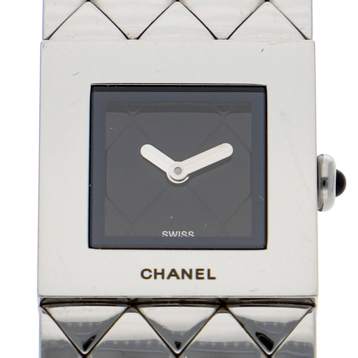 CHANEL シャネル マトラッセウォッチ ブラックダイヤル SS クオーツ 純正ボックス レディース【128389】拍卖