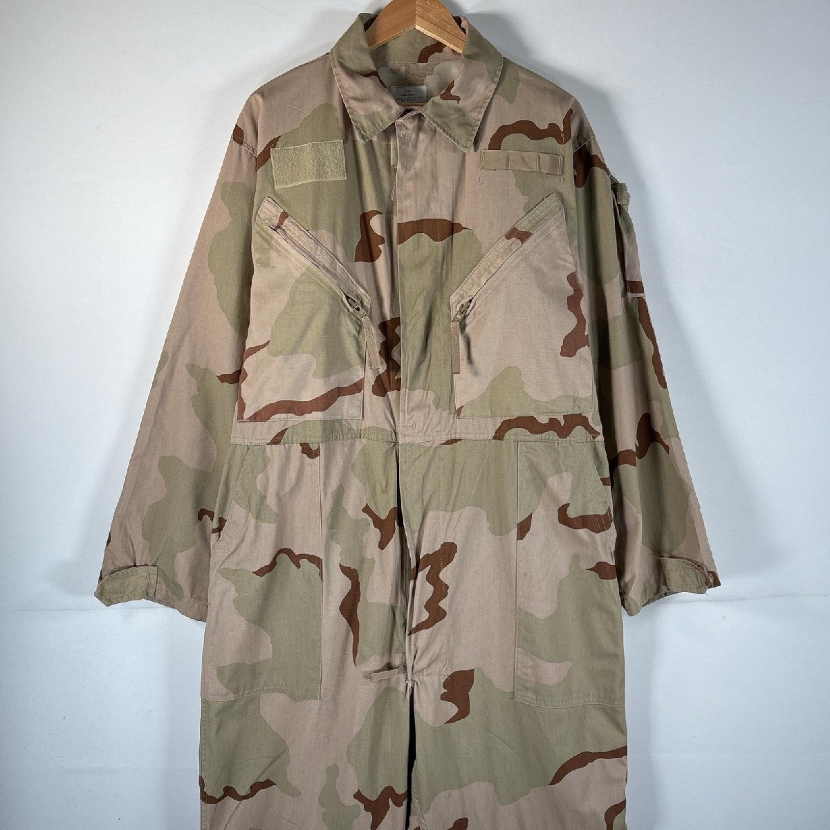 古着 00’s/00年代 ミリタリー 長袖つなぎ オールインワン デザートカモフラ ジャンプスーツ 米軍実物 LARGE ベージュ系 メンズ拍卖