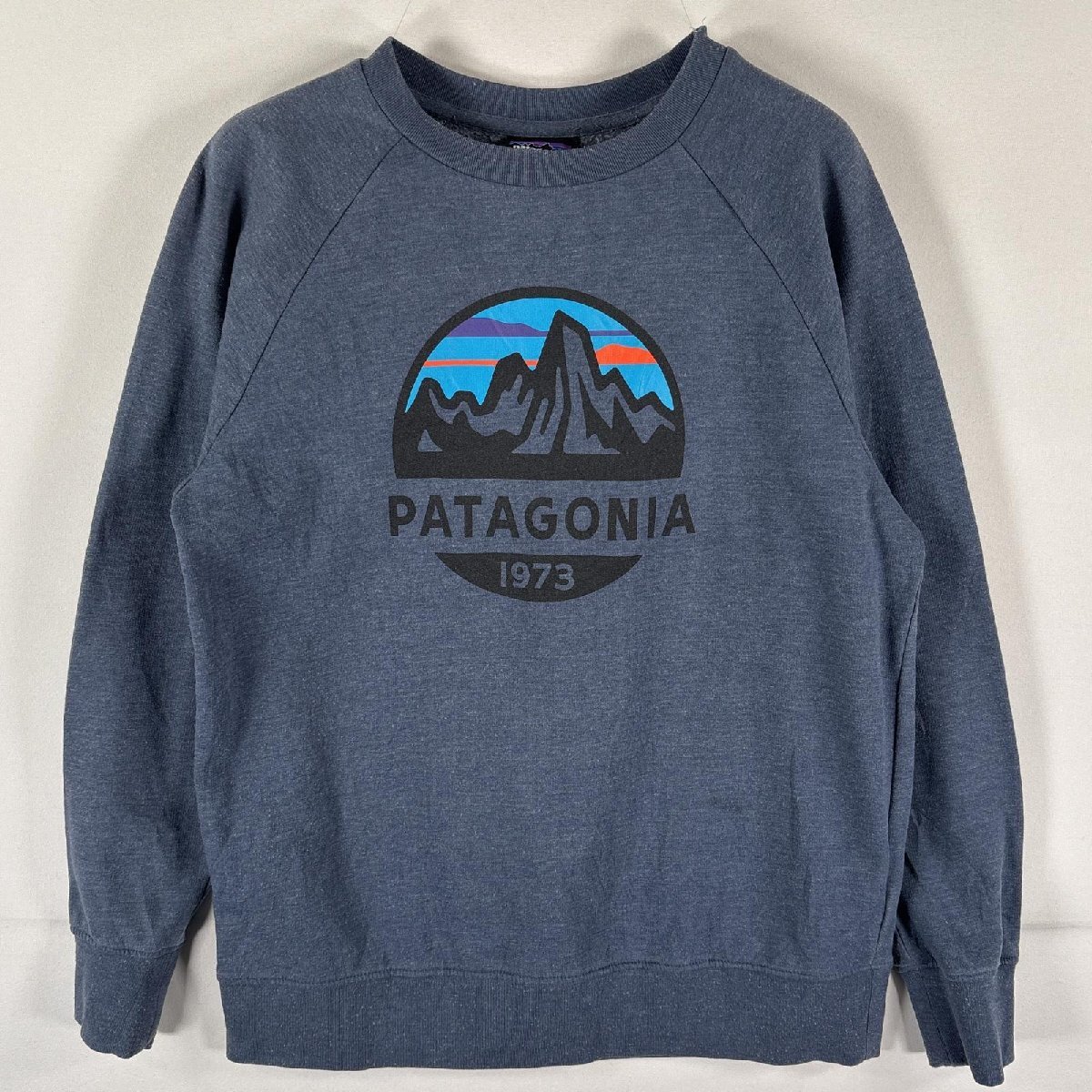 古着 パタゴニア patagonia スウェット スウェット ビッグロゴプリント 薄手 ラグラン クルーネック ロン T L ネイビー系 レディース拍卖