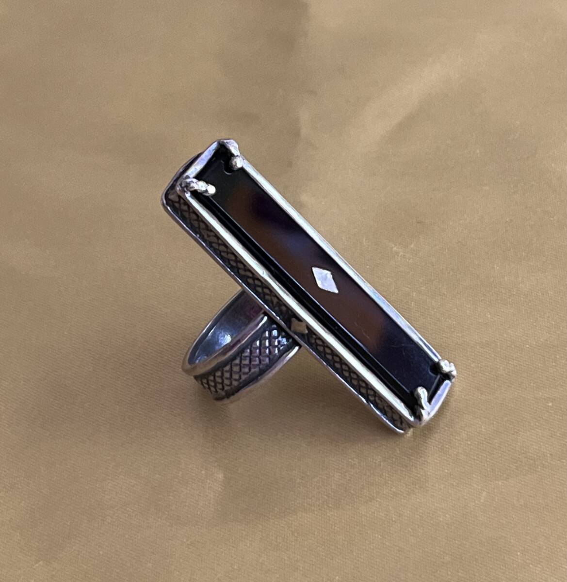 ジェムキングダム GEM KINGDOM シルバー×ブラックオニキス リング 11号 長方形拍卖