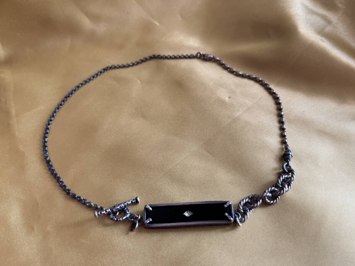 ジェムキングダム GEM KINGDOM シルバー×ブラックオニキス ネックレス 長方形 40cm拍卖
