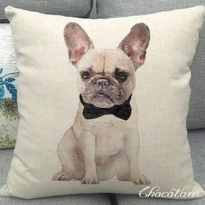 【送料無料】フレンチブルドッグ イラスト C1 クッションカバー【新品】拍卖